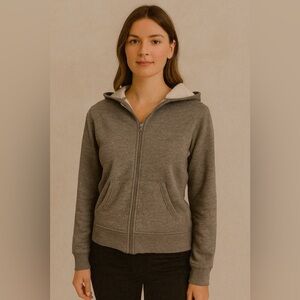 Roots Classic Women’s Zip Up Hoodie Grey with Cargo Pocket Size L​​​​​​​​​​